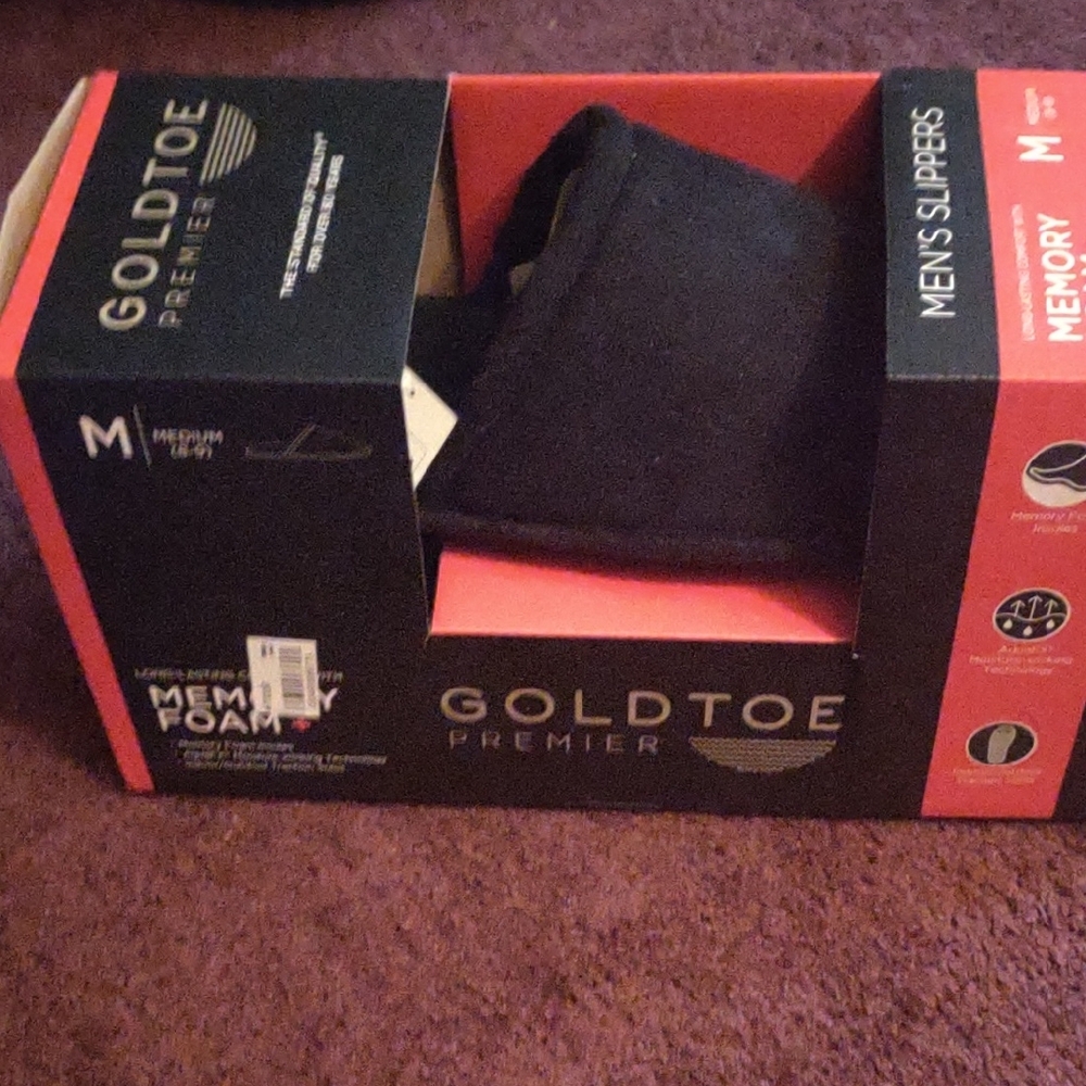 Gold Toe Premier Men's Black Memory Foam Slippers